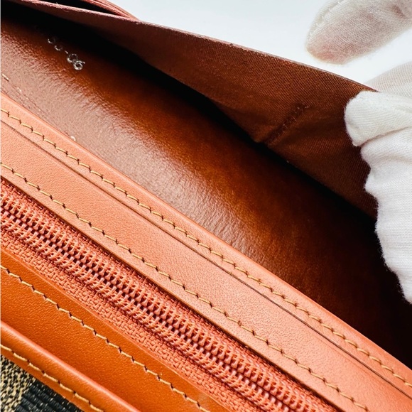 Fendi Pequín Striped Black and Brown Long Wallet with Gold Clasp - Picture 9 of 10